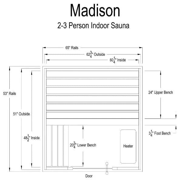 Almost Heaven 2-3 Person Madison Indoor Sauna