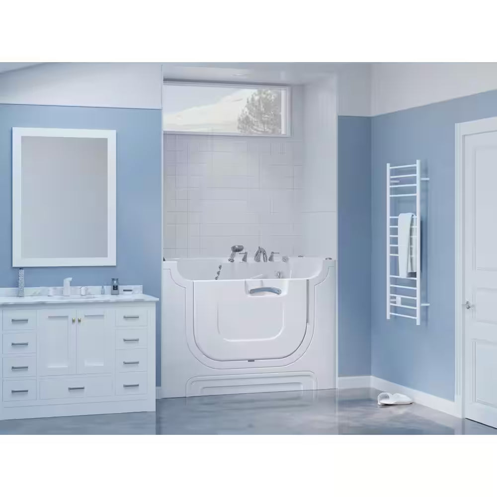 Universal Collection 30 In. L X 60 In. W Right Side Drain Combination Jetted Bathtub in White with Powered Fast Drain