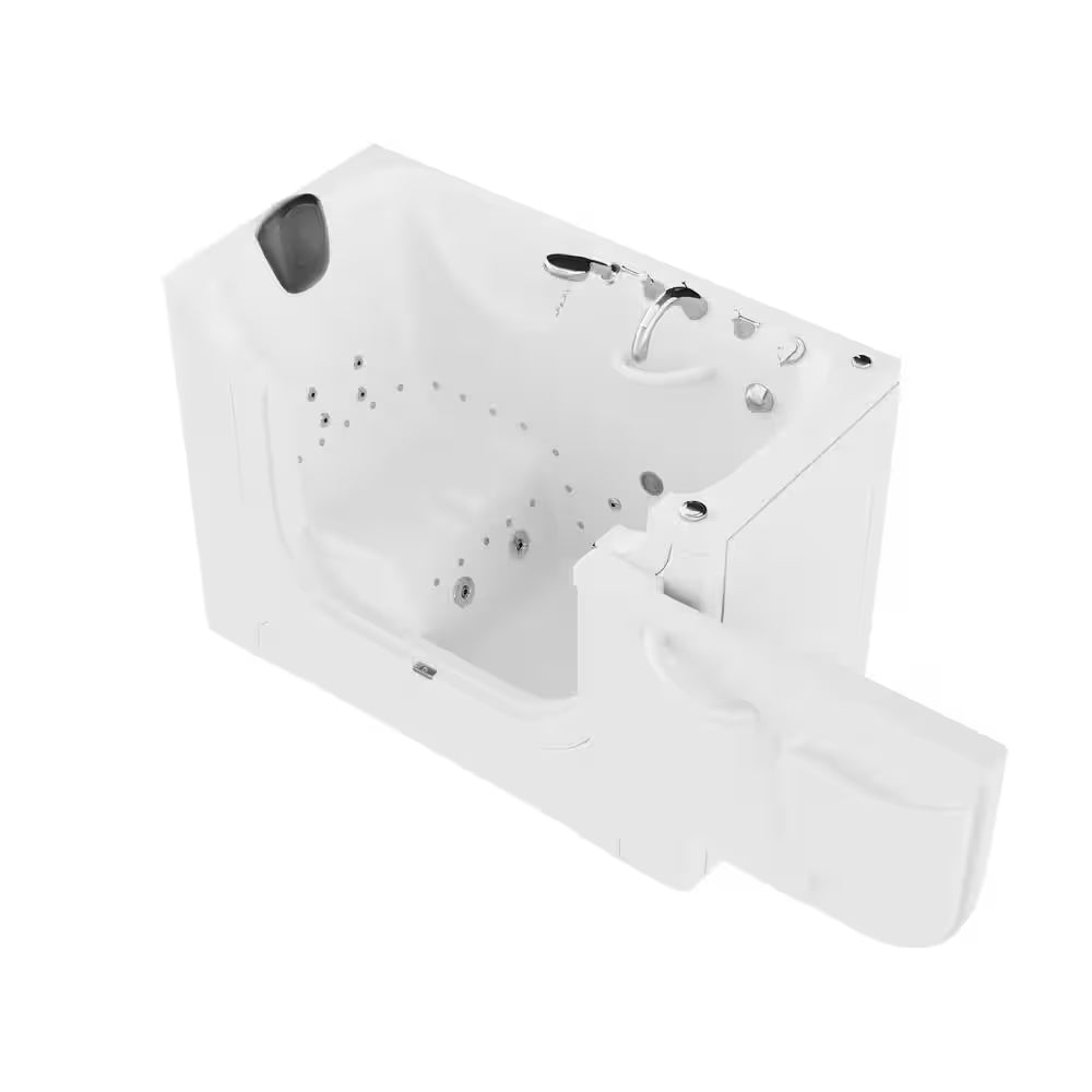 Universal Collection 30 In. L X 60 In. W Right Side Drain Combination Jetted Bathtub in White with Powered Fast Drain