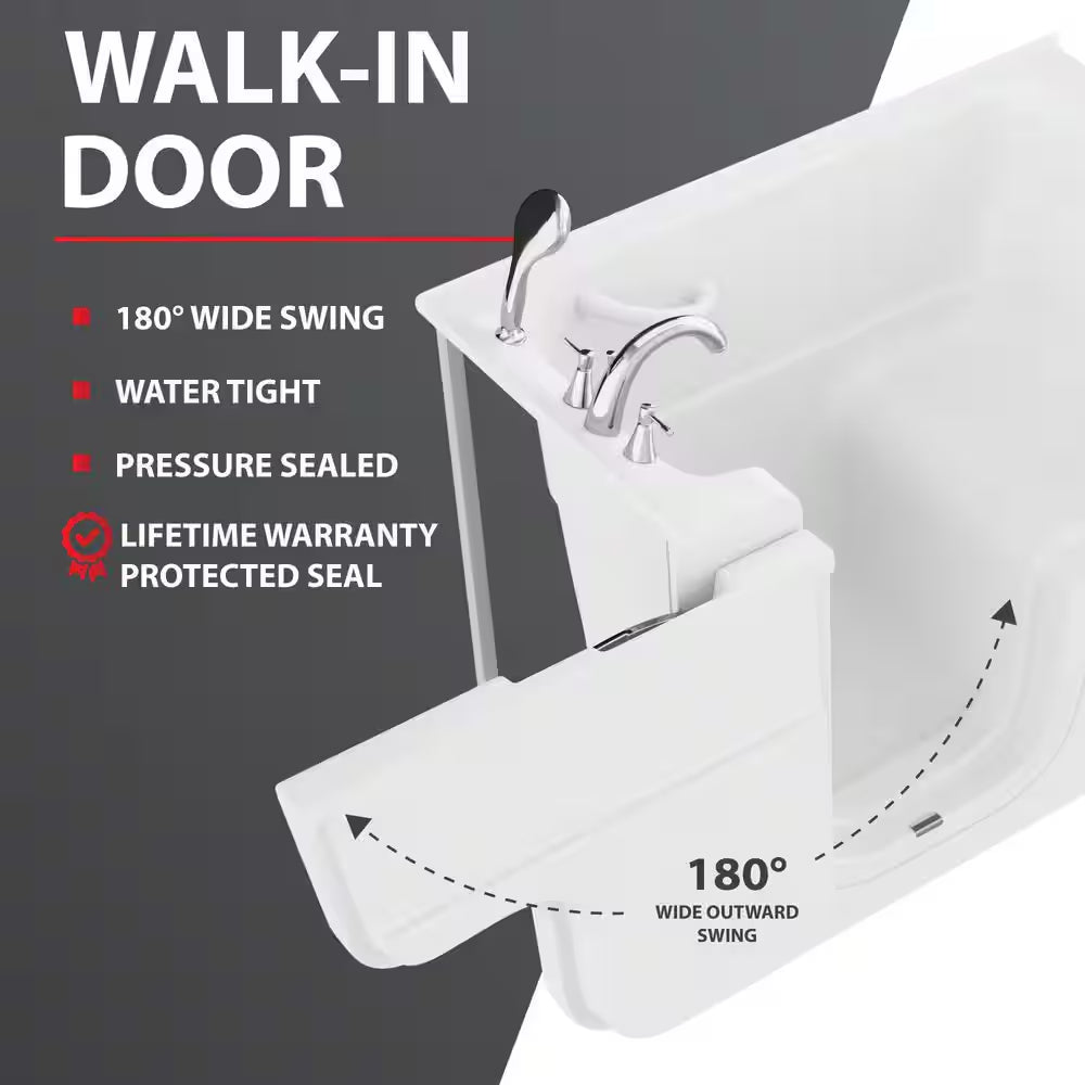 Universal Collection 30 In. L X 60 In. W Right Side Drain Combination Jetted Bathtub in White with Powered Fast Drain