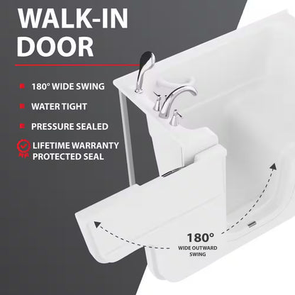 Universal Collection 30 In. L X 60 In. W Right Side Drain Combination Jetted Bathtub in White with Powered Fast Drain