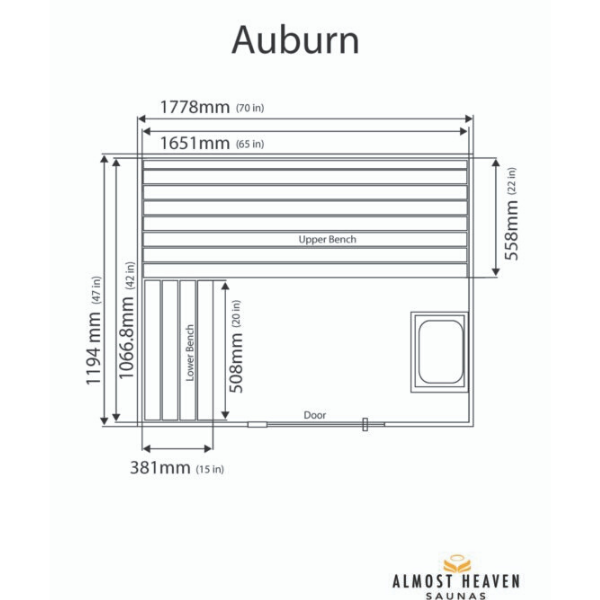 Almost Heaven 2-3 Person Auburn Indoor Sauna