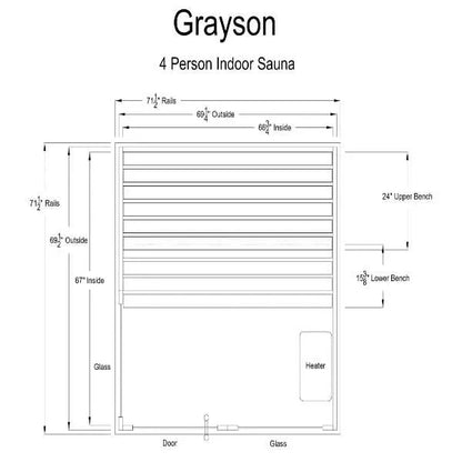Almost Heaven Grayson 4 Person Indoor Sauna