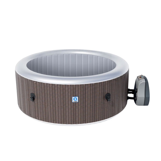 Nice 4-6 Person Inflatable Hot Tub Spa + Cover, Rattan Pattern, Rapid Heating up to 104°F, 140 Water Jets, 264 Gal, Round
