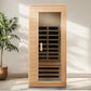 1290W Hemlock 1 Person Sauna Indoor Spa Room , FAR Infrared Sauna with Touch Intelligent Panel, Bluetooth LED Reading Light,Temperature Protection for Home Gym