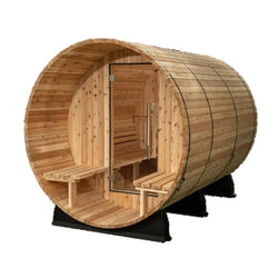 Almost Heaven 6′ x 5+2′ Fairmont 4-person Barrel Sauna